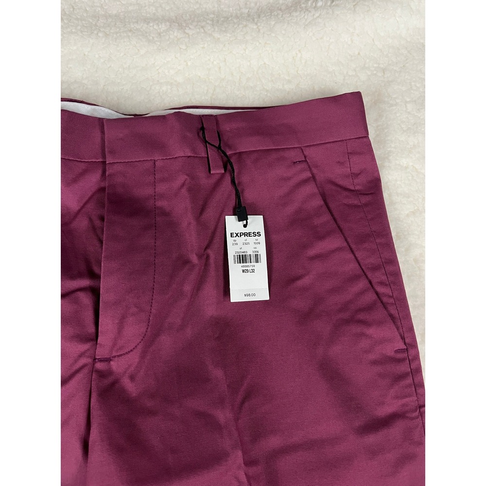 Express Mens Slim Fit‎ Flat Front Burgundy Dress Pants W29 L32